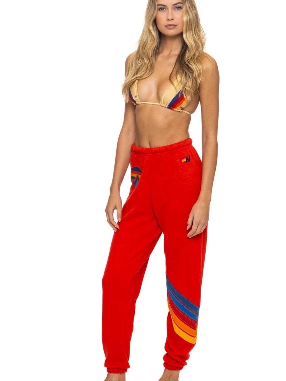 AVIATOR NATION ALL SEASON CIRCLE CHEVRON SWEATPANTS - RED -NWT SMALL